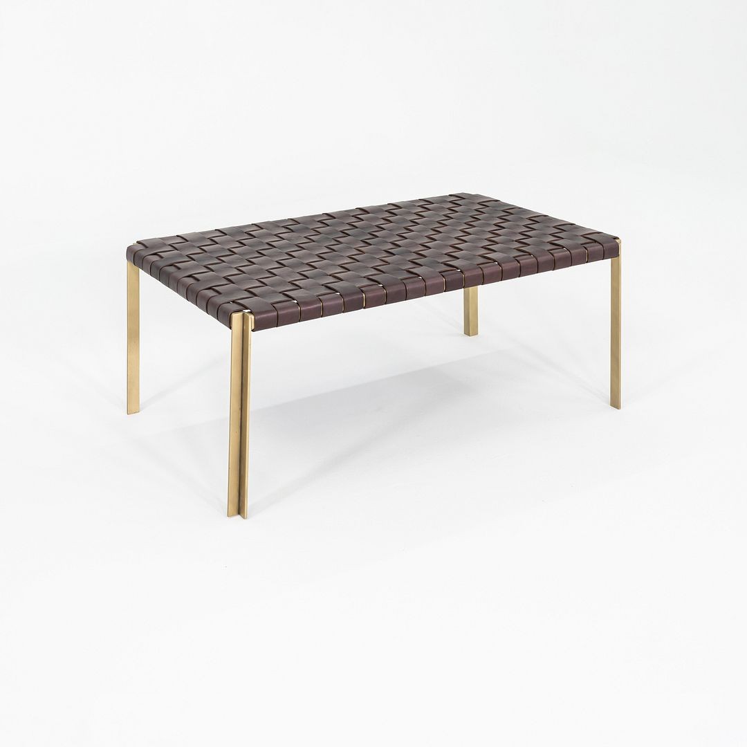 2020s Gratz / Laverne TG-18 Small Bench in Bronze and Brown Leather 27x44 Inches gallery