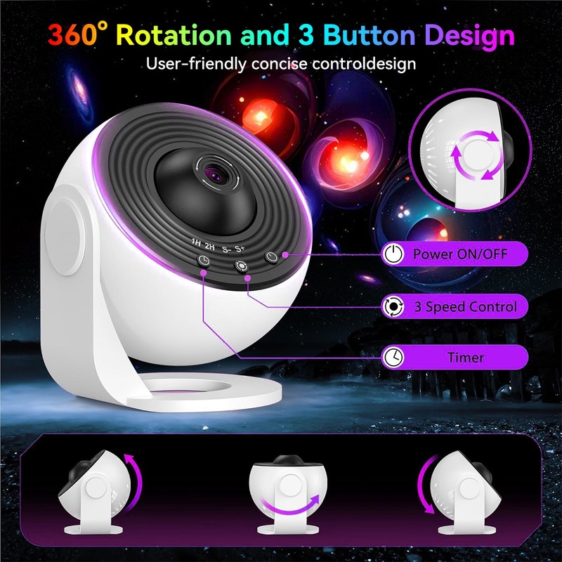 PRO Max Upgrade HD Galaxy Projector Starry Sky Projector 360° Rotate Planetarium gallery