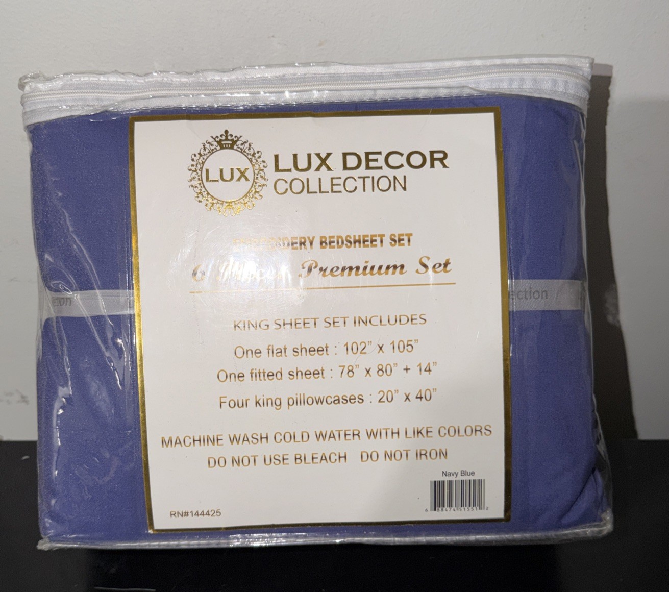 Lux Decor Collection Microfiber 6 PcsBed Sheet Set - Navy Blue gallery