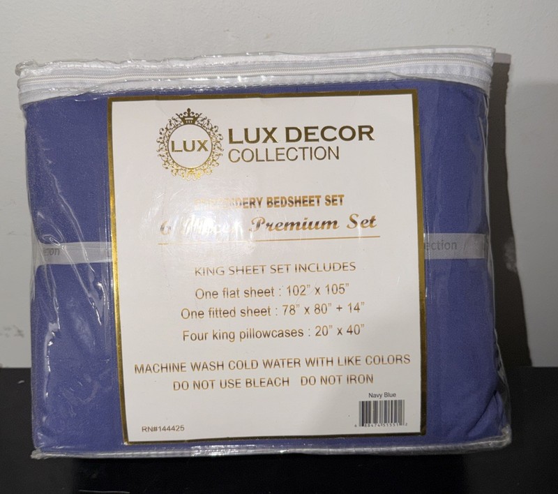 Lux Decor Collection Microfiber 6 PcsBed Sheet Set - Navy Blue gallery