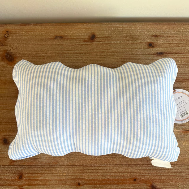 JUST ONE MORE CHAPTER PLEASE Cross Stitched Decorative Pillow Floral Stripe NWT gallery