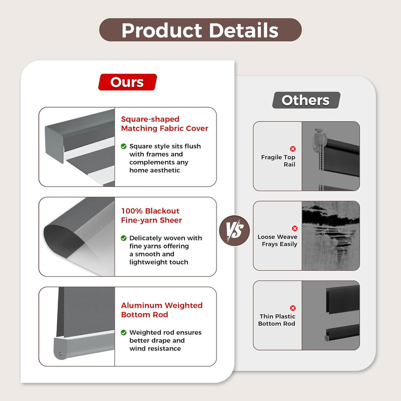 Zen Dual Layer Cordless Zebra Blinds - Dark Gray, 35" W x 72" H, Easy Install gallery