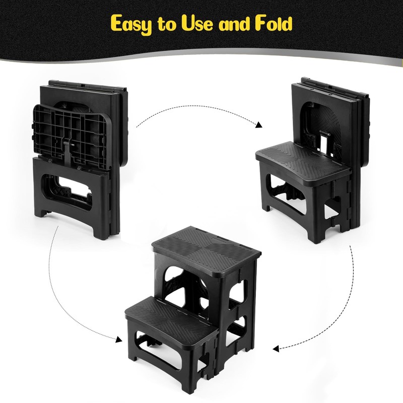 Ligebul 2-Step Stool Foldable Plastic Steps Stool Folding Step Ladder Two Step gallery