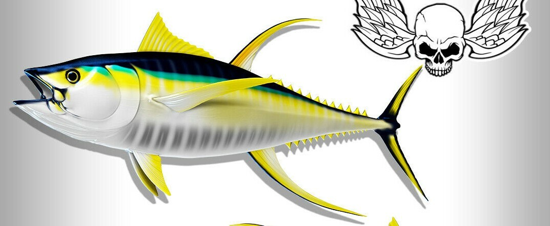 Yellowfin Tuna Decals Fish Stickers Set of 2 Vinyl Stickers #116 gallery