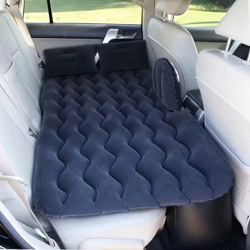 Comfortable Beige Inflatable Car Bed for Rear Seat Camping and Travel with Pump gallery