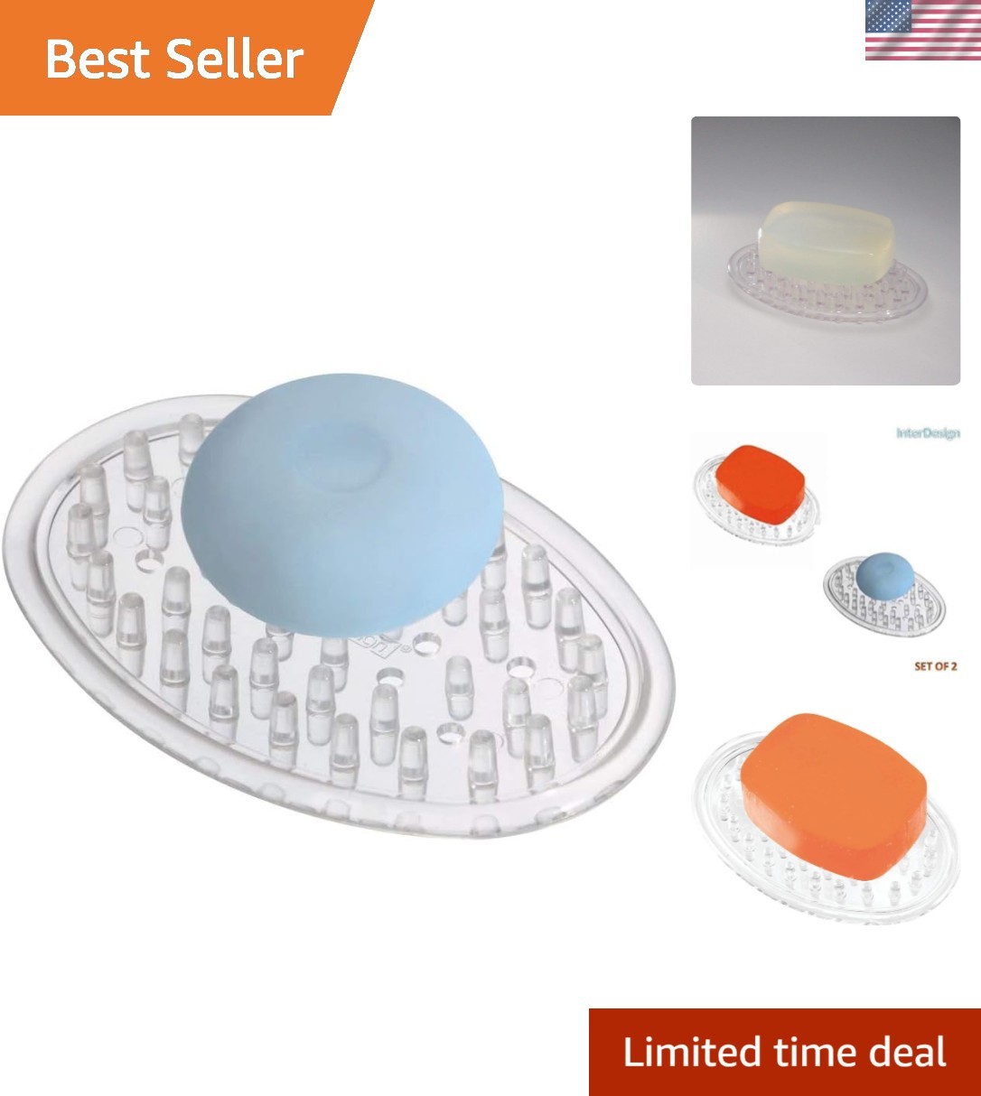 Eco-Friendly iDesign Soap Dish - Versatile Holder for Bath & Kitchen Essentials gallery