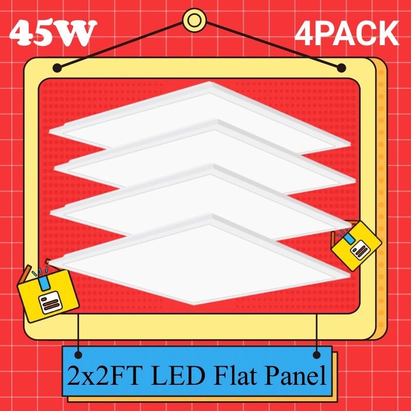LED Flat Panel Light 2x2FT, 45Watt 5800LM Recessed Backlit Troffer Lights, 5000K gallery