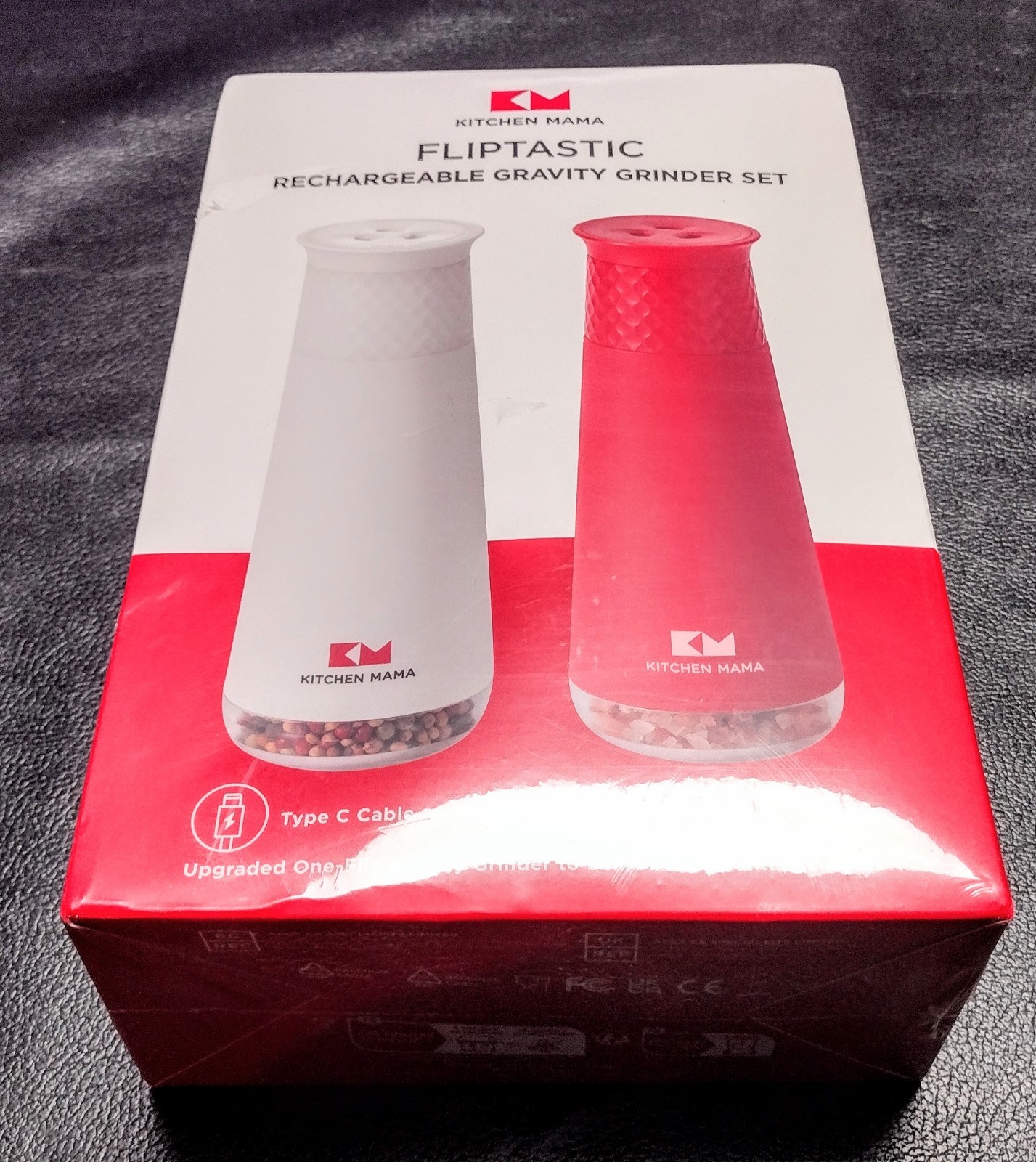 New Sealed Kitchen Mama Fliptastic Rechargeable Gravity Grinder Set (White) gallery