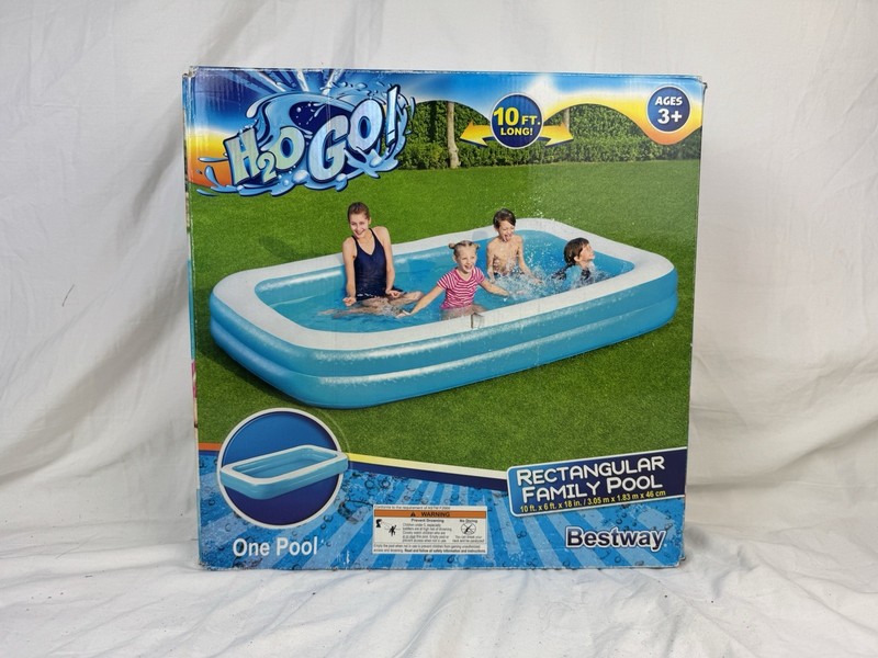 Bestway H2OGO Blue Rectangular Inflatable Swimming Pool 10 Ft X 6 Ft. X 18 In. gallery