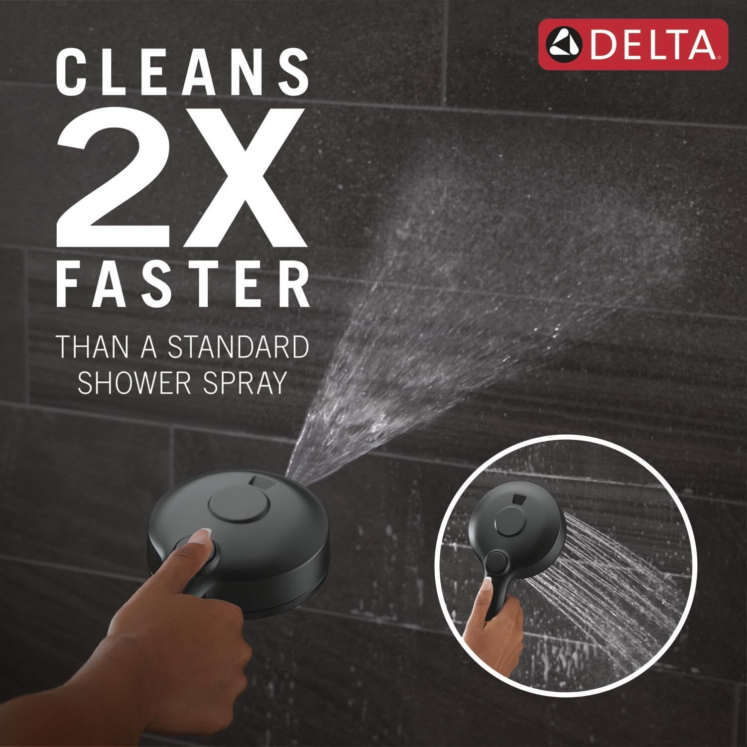 5-Setting Hydrorain 2-In-1 Dual Shower Head with Proclean Spray, Matte Black Hig gallery