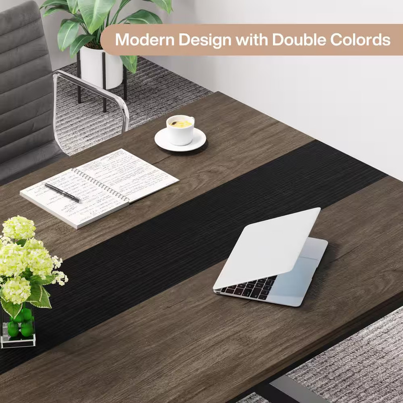 Moronia 71 In. Rectangular Gray Engineered Wood Computer Desk with Sturdy Metal gallery