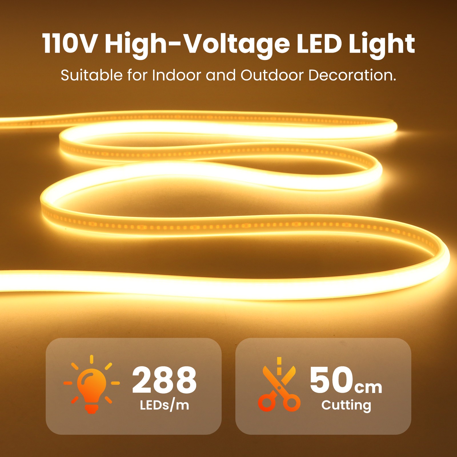 110V COB Neon LED Strip Lights Dimmer Flexible Light Indoor Outdoor Waterproof gallery
