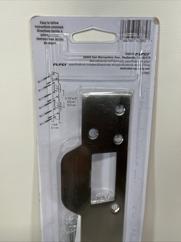 Defender Security U 10385 Satin Nickel Door Latch Strike Plate 1 5/8 x 11 inch gallery