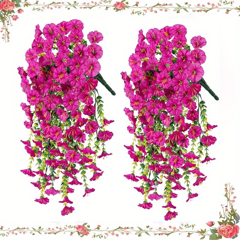 4Pcs UV Resistant Artificial Hanging Morning Glory Flower Faux Vine Garden Decor gallery