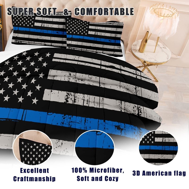 American Flag Comforter Bedding Set Full for Boys & Teens, 3D Oil Painting Desig gallery