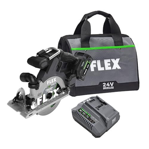 FLEX 24V 6-1/2-In In-Line Circular Saw Kit 5.0Ah Battery Fast Charger FX2131A-1C gallery