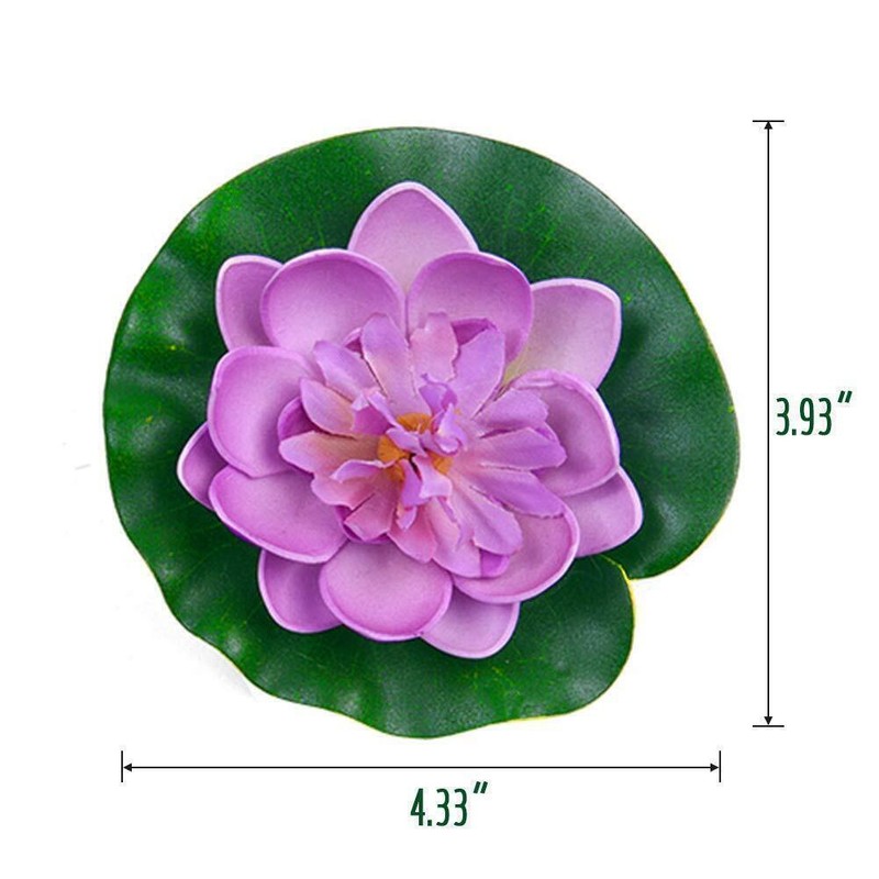 12Pcs 4inch Floating Foam Lotus Flowers Artificial Pond Plants with Lily Pads US gallery