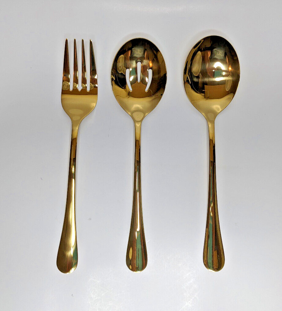 Gold Plated 3 Piece Serving Set 18/0 Stainless NEW! gallery