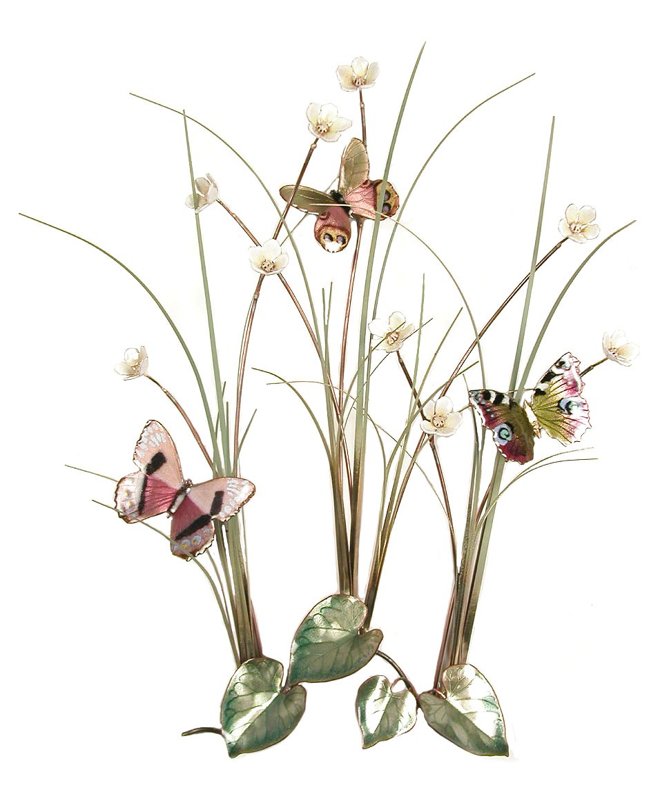 Bovano - Wall Sculpture - 3 Butterflies in a Grassy Meadow gallery