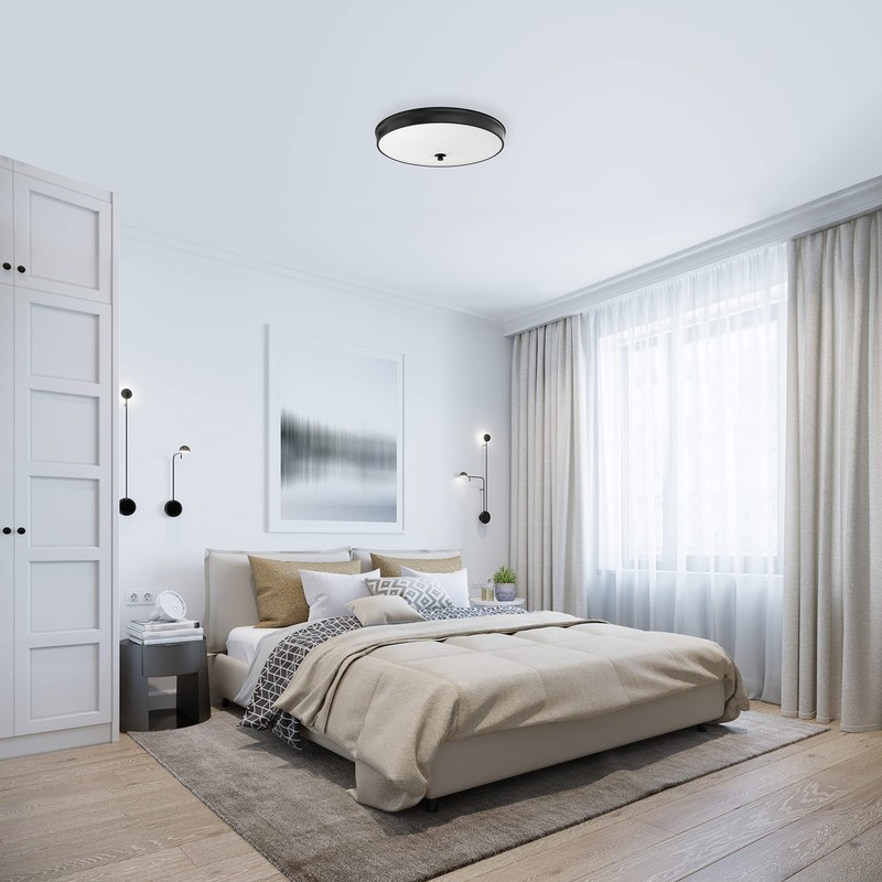 DYMOND LED Ceiling Light 14" Dimmable Flush Mount Espress Brown) gallery
