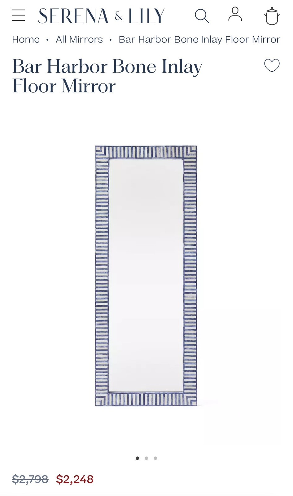 Serena & Lily Bar Harbor Bone Inlay Blue Floor Mirror gallery