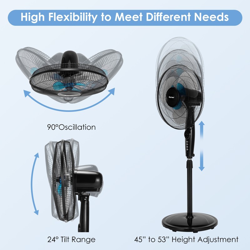 Costway 16" Adjustable Oscillating Pedestal Fan Dual Blades w/ Remote Control gallery
