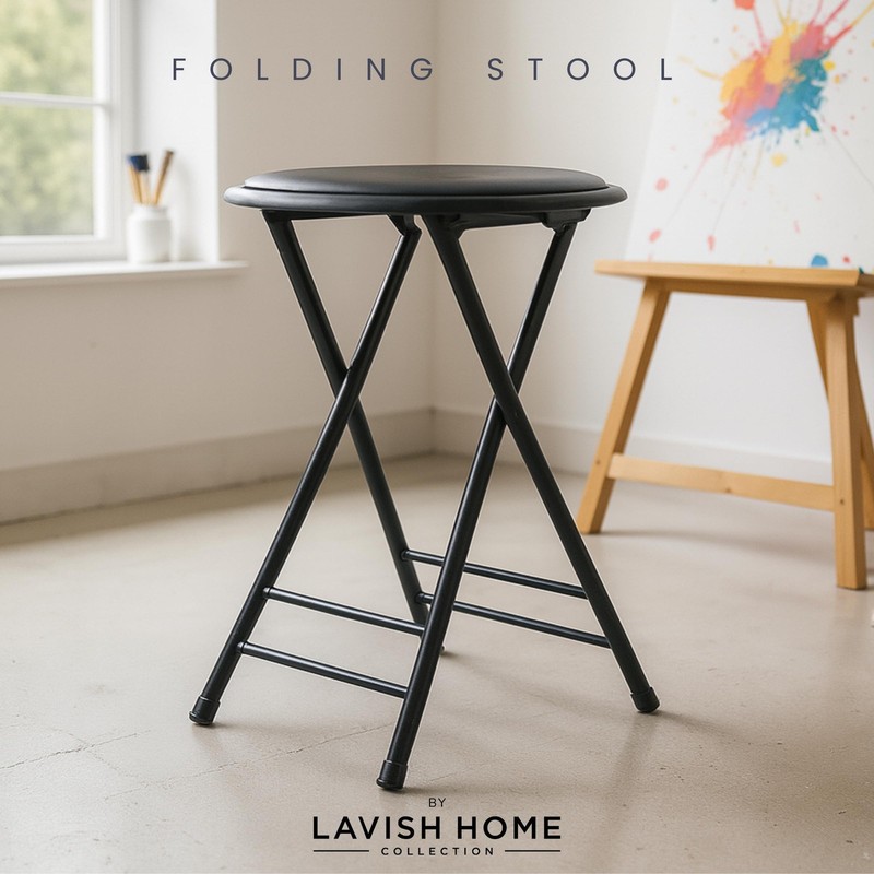 Lavish Home Folding Stool - Backless 24-Inch with 225lb 24 Inch, Black gallery