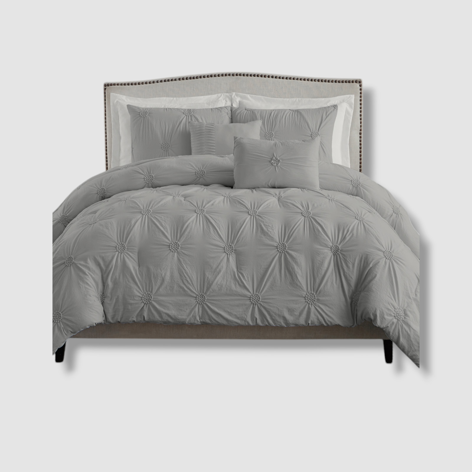 SWIFT HOME Premium Collection Plush Floral Pintuck Full/Queen Comforter Set gallery