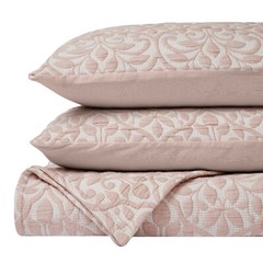 Vineyard Cotton Blend Medium Weight Matelasse Floral Woven Coverlet or Throws