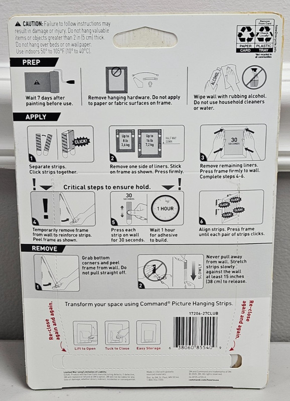 140 3M Command Damage-Free Hanging Strips White Removes Cleanly Poster Hanging gallery