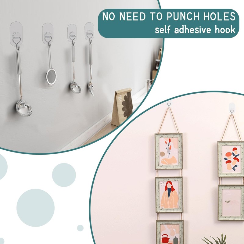 Adhesive Hooks Transparent 20 Pack Hooks Self Adhesive No Drilling Max 8kg Na... gallery
