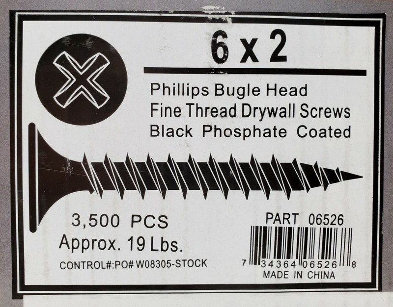 Drive Straight 6x2 Phillips Bugle Head 3,500 Pcs / 19 Lbs Black Phosphate Coated gallery