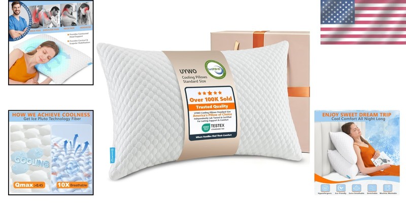 Dual-Temperature Adjustable Cooling Pillow - Standard Size, Breathable Comfort gallery