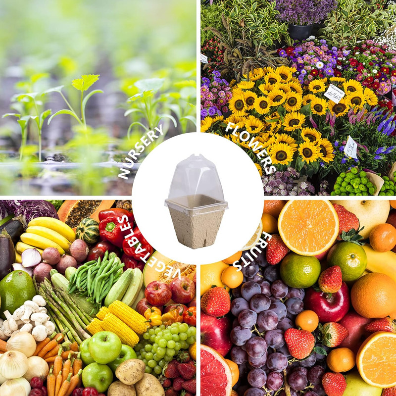20 Pack Peat Seed Starter Pots with Domes Square Biodegradable gallery