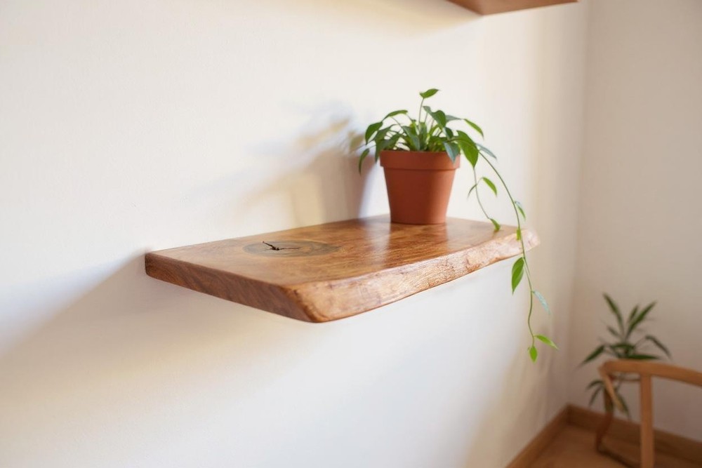 Rustic Walnut Floating Shelf, Live Edge Wood, Custom Sizes 30,60,80 100 cm