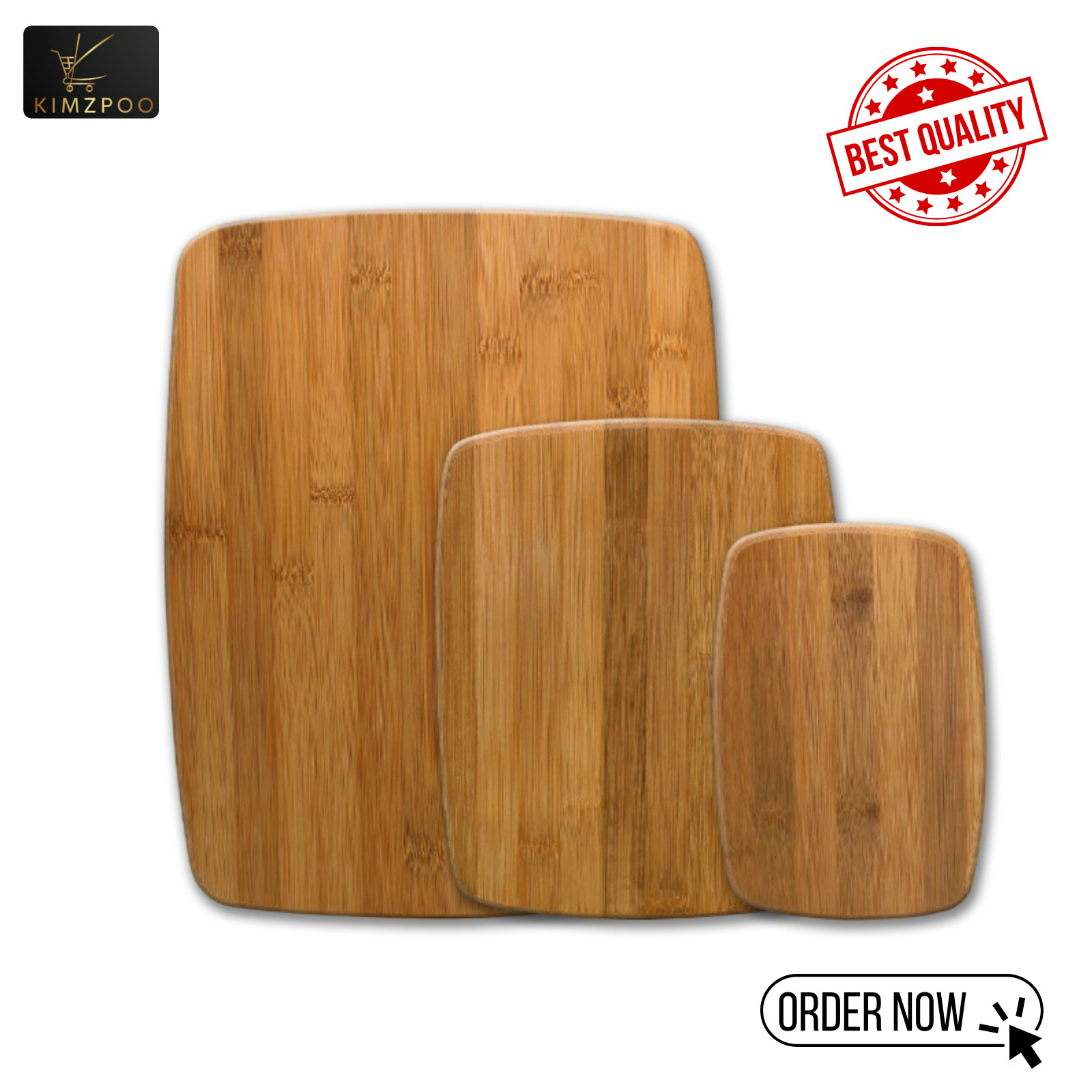3Pc Bamboo Cutting Board Set Kitchen Chopping Boards Food Prep Serving gallery