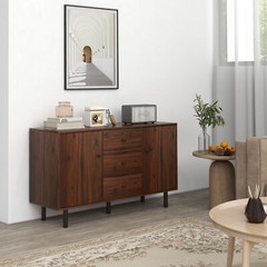 HOMCOM Kitchen Sideboard with 2 Cabinets 3 Drawers Buffet Table, Brown
