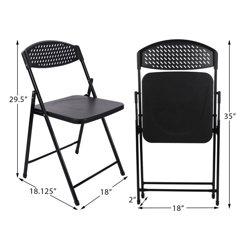 Steel Frame Light-Weight Compact Plastic Folding Chairs,Black (Set of 10)-M10 gallery