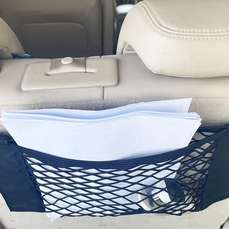1PC Universal Black Car Storage Net 38*25CM Double Layer Car Storage Bag gallery