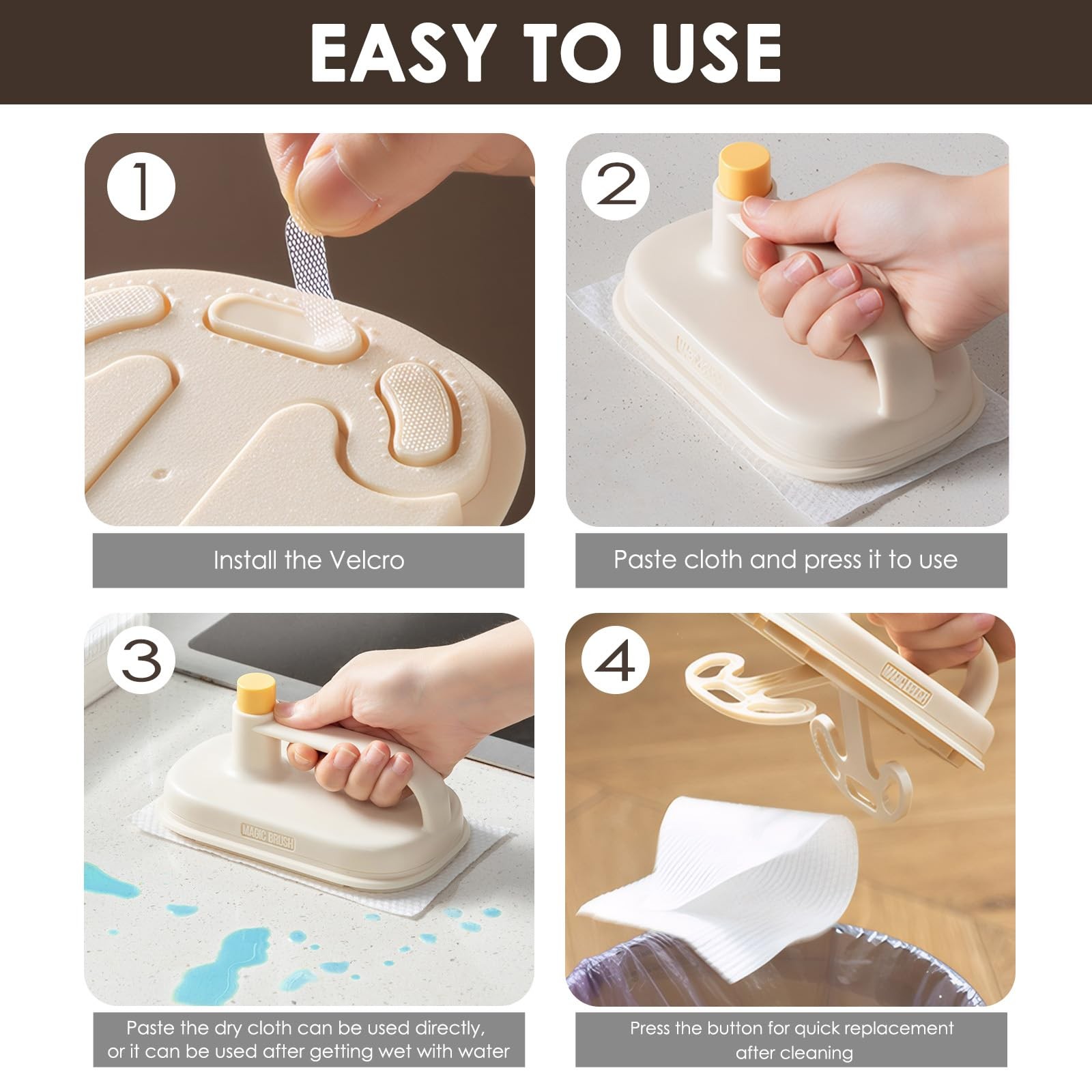 Brush with 200 Disposable Cleaning Cloth, Kitchen Wipe with Replaceable Thin ... gallery