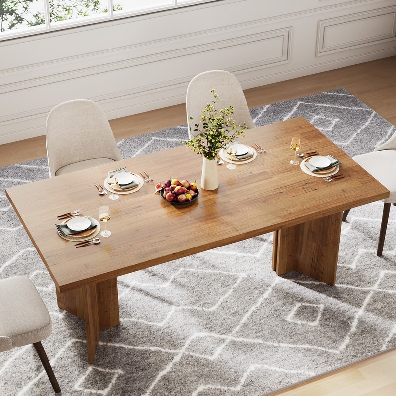 63-Inch Rectangular Dining Table for 4-6 People, Wood Farmhouse Kitchen Table gallery