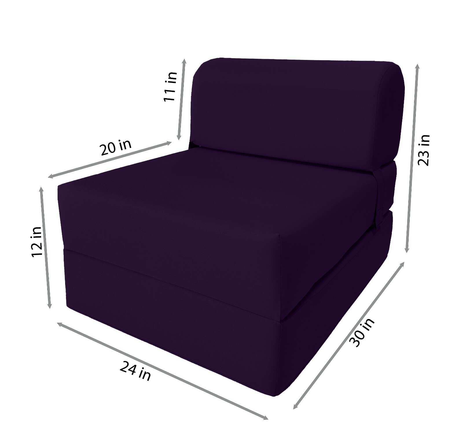 Sleeper Chair Folding Foam Bed, Convertible Sofa Mattress 6 x 24x70 Purple gallery