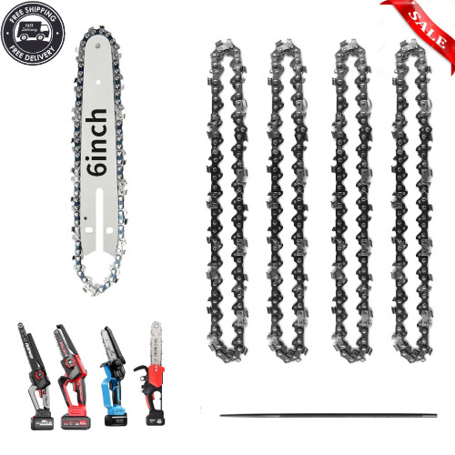 6 Inch Chainsaw Chain and Guide Bar, Replacement Chain Saw Bar and Chains for 6" gallery