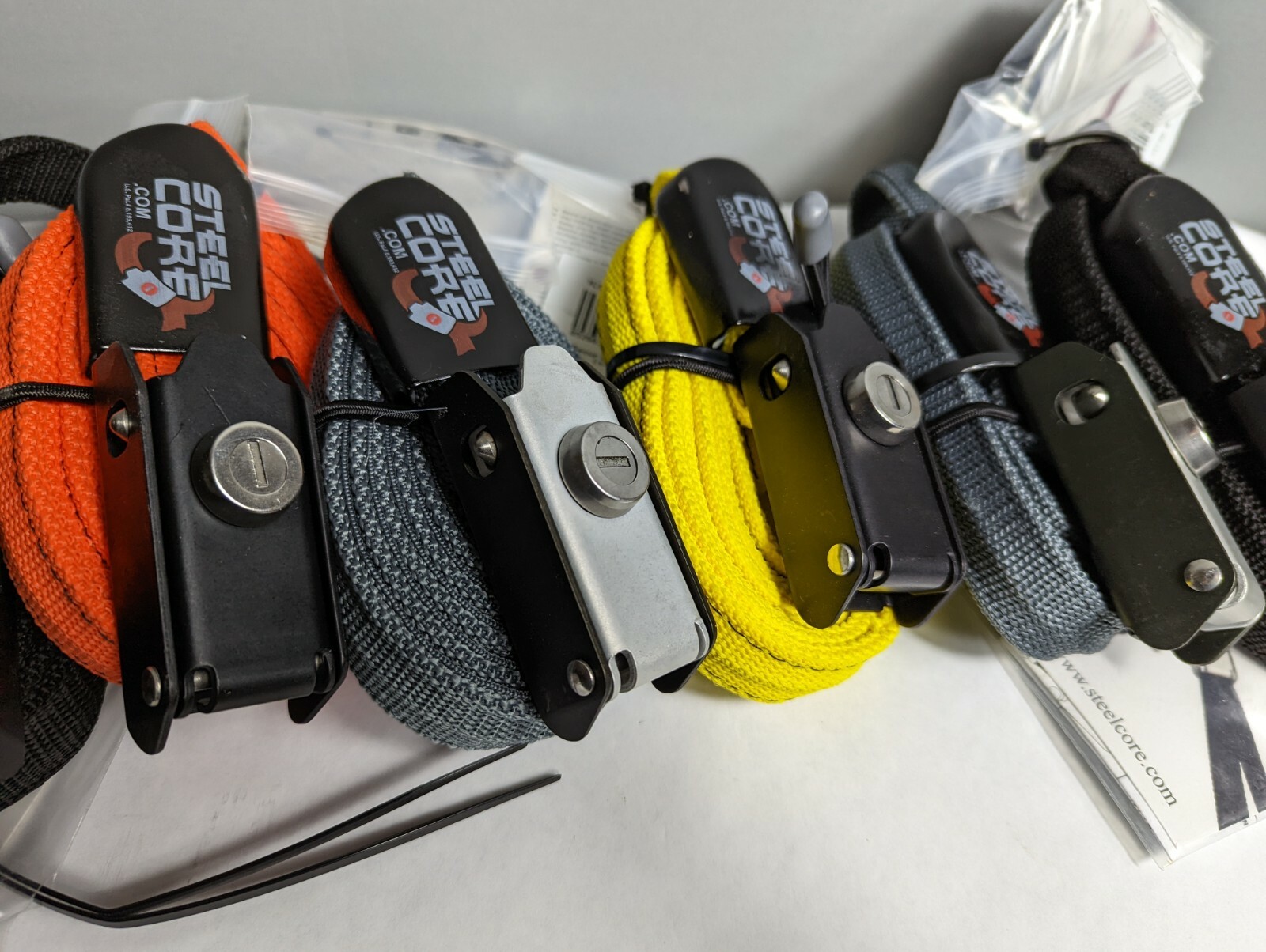 Steel Core Tie-down Strap with Lockable Latch; 2 lengths and 4 color options gallery