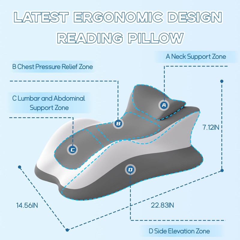 obvade Memory Foam Ergonomic Reading Pillow for Bed, MultiPosition Support Pi... gallery
