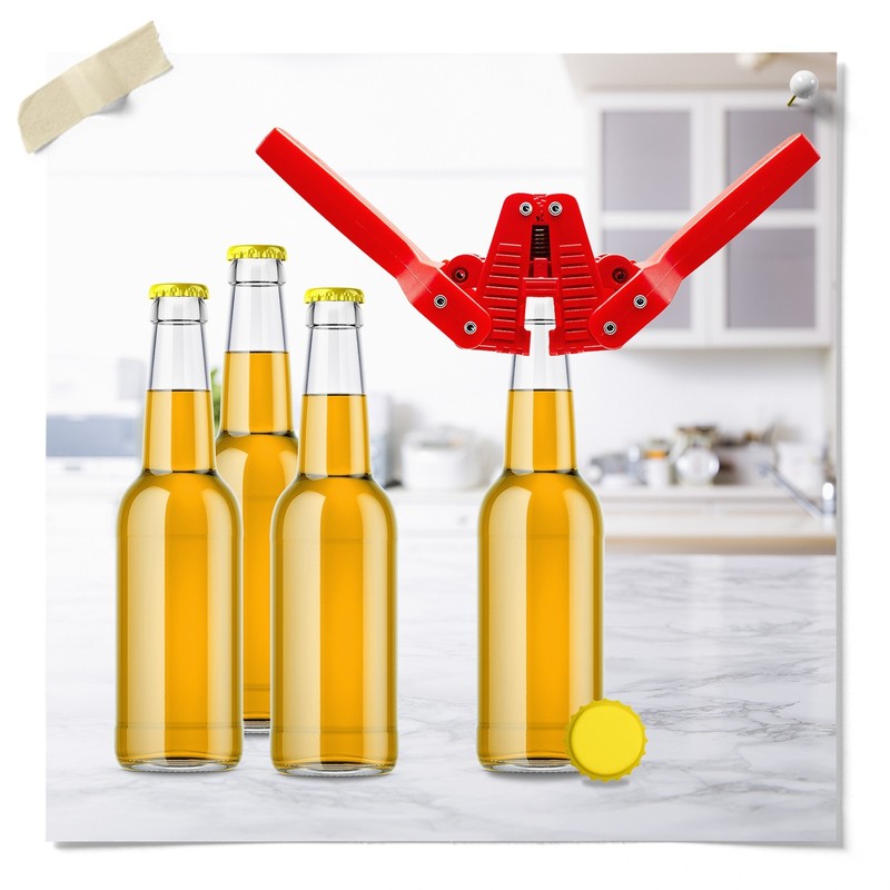 Fermentaholics Beer Bottle Capper & Lid Set and 144 Yellow Crown Caps gallery