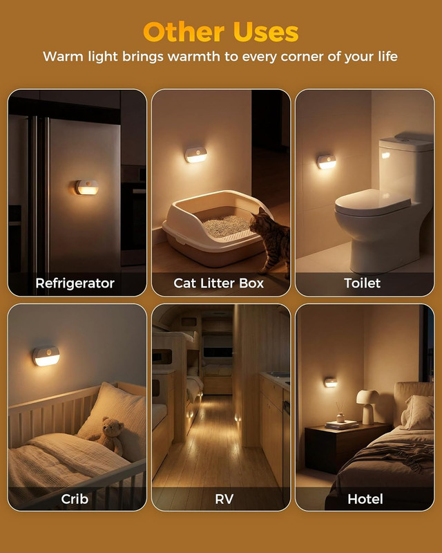 8 Pack Battery Motion Sensor Stair Lights, Indoor Hallway Light, Wireless Step gallery