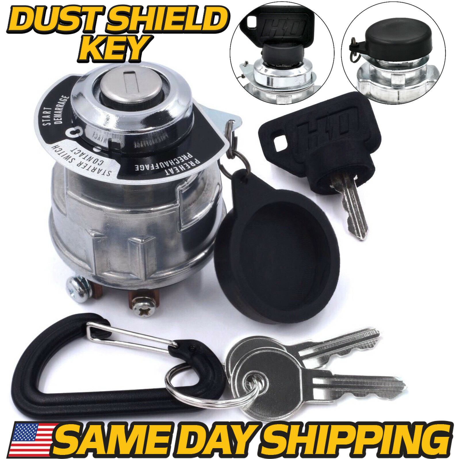 Ignition Key Starter Switch Assembly fits Kubota Engine 66706-55120 w/3 Keys gallery