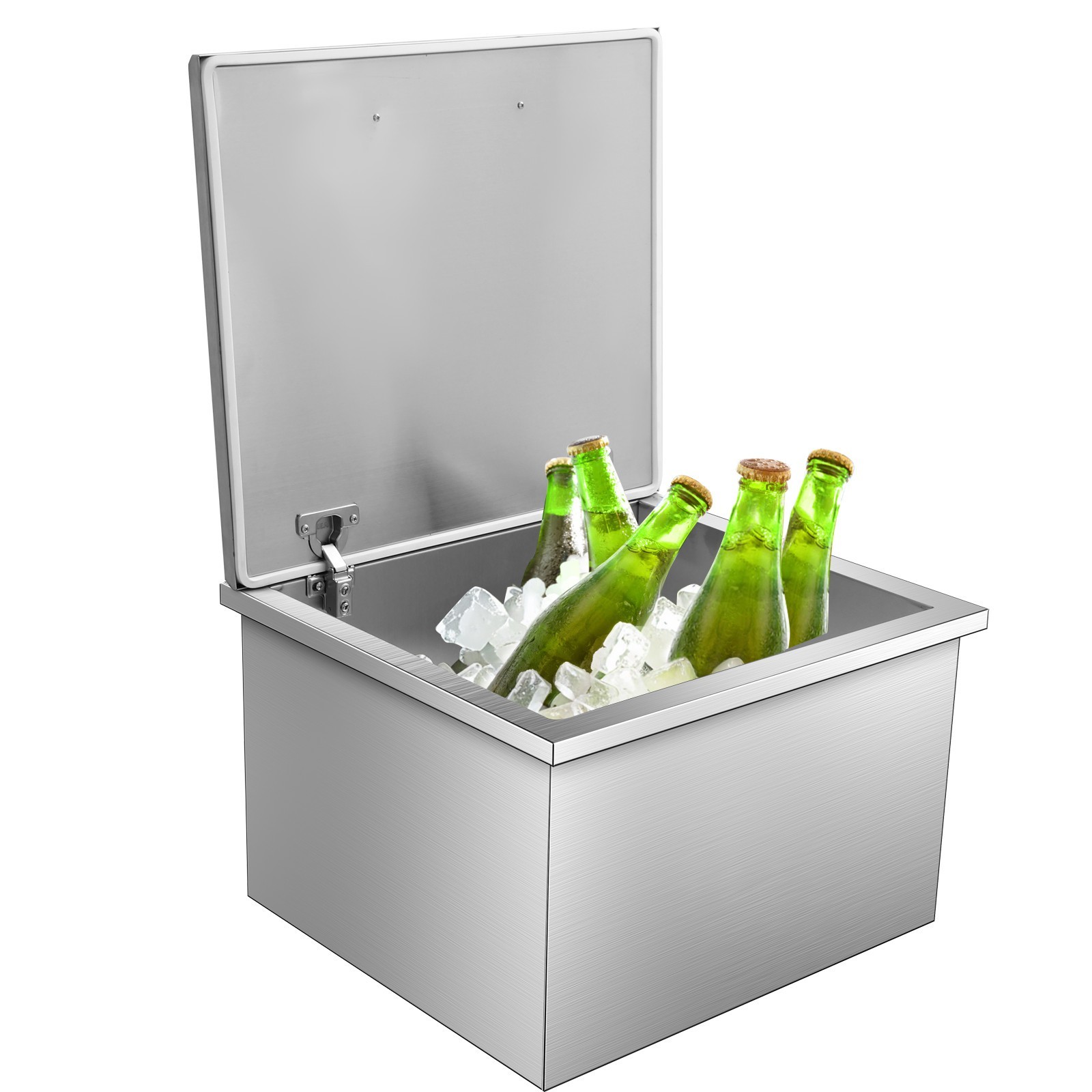 Drop-in Ice Chest Stainless Steel Commercial Drinks Ice Bin with Hinged Cover gallery