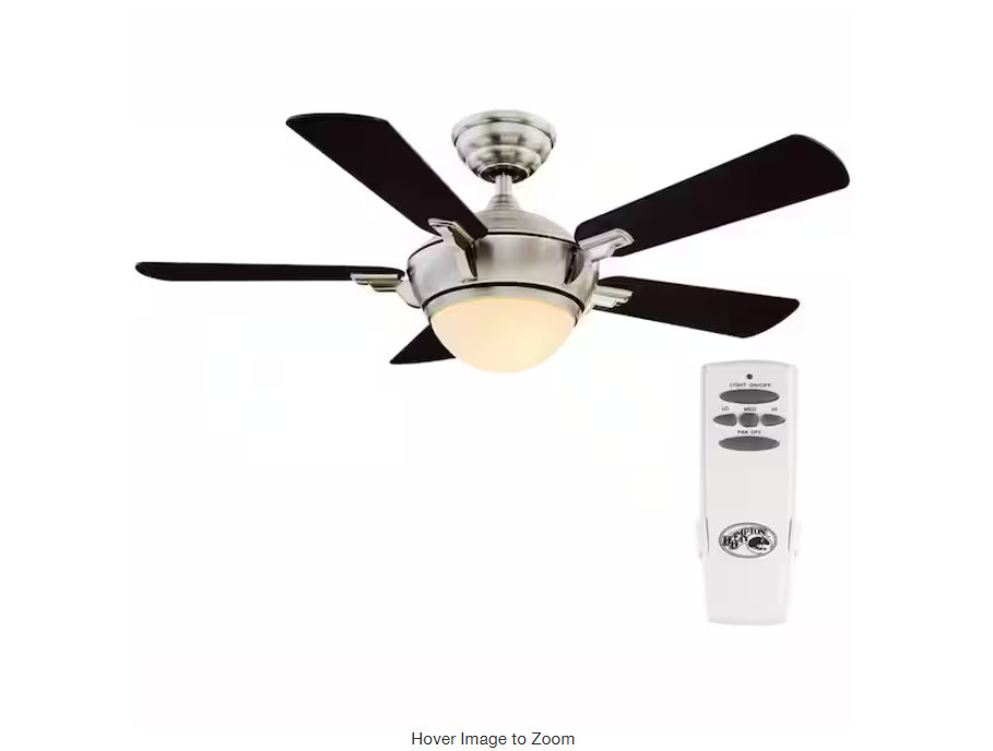 Hampton Bay Midili 44 in. Indoor LED Brushed Nickel Dry Rated Ceiling Fan gallery
